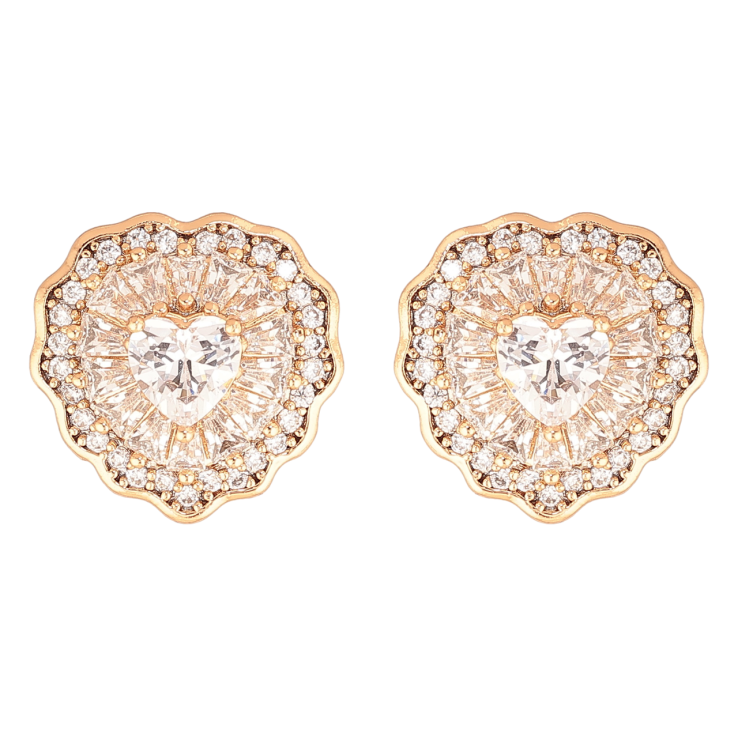 Серьги Xuping Цвет Позолота 18K пусеты Сердечки с кристаллами фото №5 Серьги Xuping Цвет Позолота 18K пусеты Сердечки с кристаллами фото №5