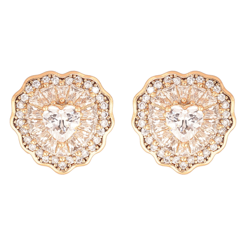 Серьги Xuping Цвет Позолота 18K пусеты Сердечки с кристаллами фото №1 Серьги Xuping Цвет Позолота 18K пусеты Сердечки с кристаллами фото №1