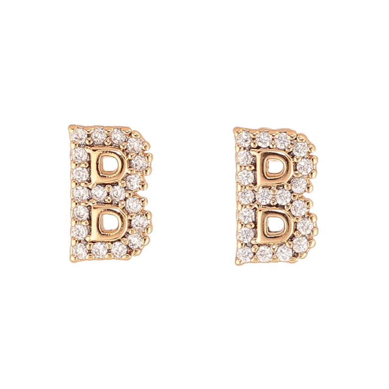 Серьги Xuping Цвет Позолота 18K пусеты Буква В с кристаллами фото №1 Серьги Xuping Цвет Позолота 18K пусеты Буква В с кристаллами фото №1