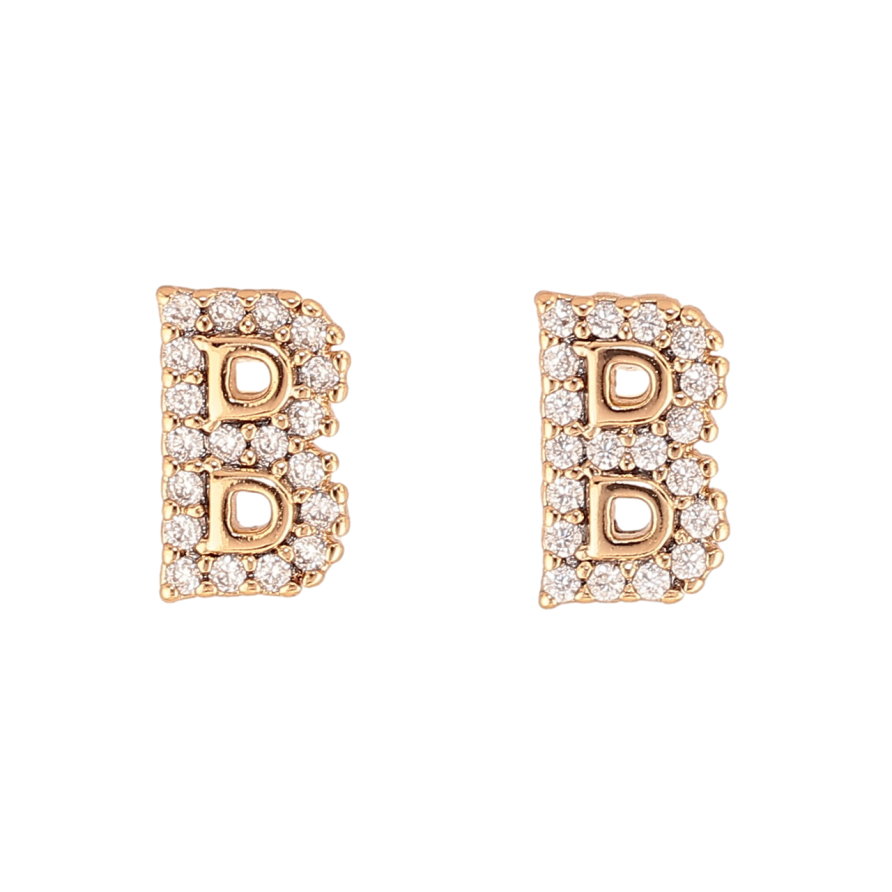 Сережки Xuping Колір Позолота 18K пусети Буква В з кристалами фото №1 Сережки Xuping Колір Позолота 18K пусети Буква В з кристалами фото №1