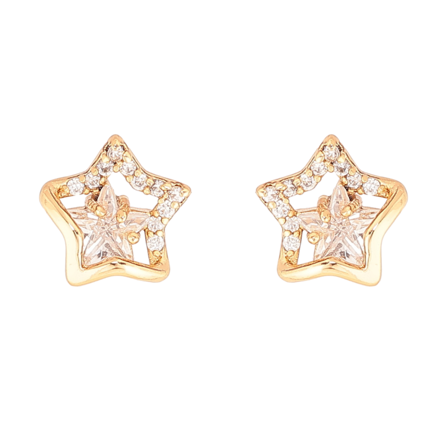 Сережки Xuping Колір Позолота 18K пусети Зірки з кристалами фото №1