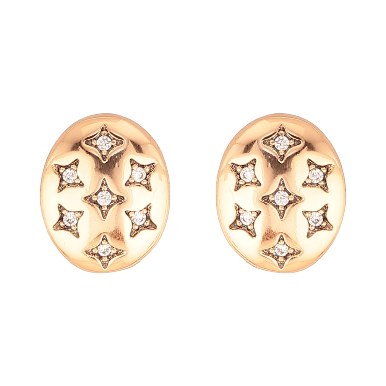 Серьги Xuping Цвет Позолота 18K пусеты Овалы с звездным узором фото №3