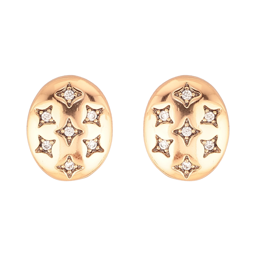 Сережки Xuping Колір Позолота 18K пусети Овали з зоряним візерунком фото №1