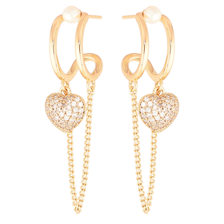 Серьги Xuping Цвет Позолота 18K пусеты Декоративные подвески с сердечками фото №1