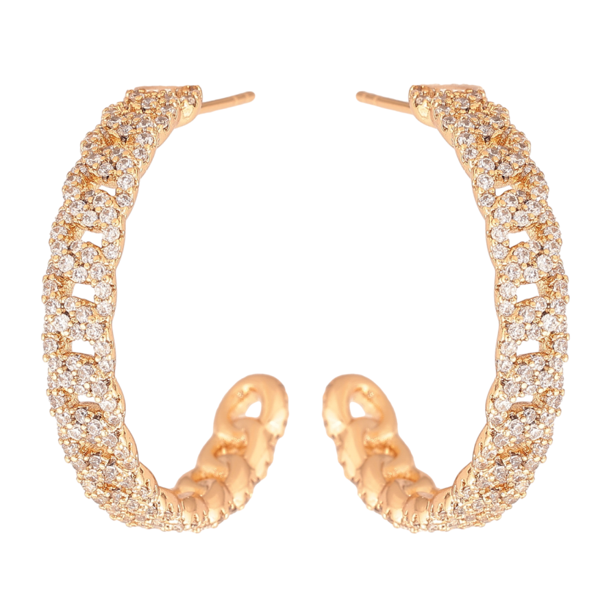 Сережки Xuping Колір Позолота 18K пусети Візерунок ланцюжок з інкрустацією кристалами фото №1