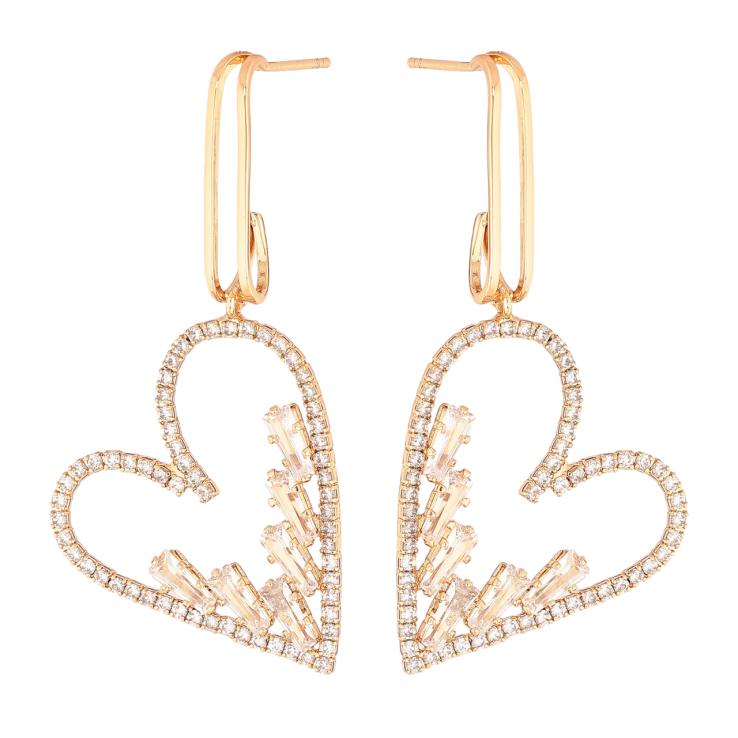 Серьги Xuping Цвет Позолота 18K пусеты Сердечки с инкрустацией кристаллами фото №6 Серьги Xuping Цвет Позолота 18K пусеты Сердечки с инкрустацией кристаллами фото №6