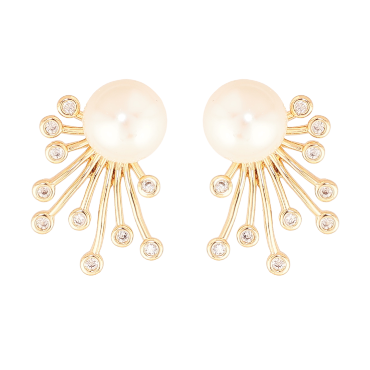 Серьги Xuping Цвет Позолота 18K пусеты Узор с жемчужинами фото №11