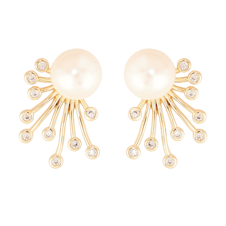 Сережки Xuping Колір Позолота 18K пусети Візерунок з перлинами фото №1