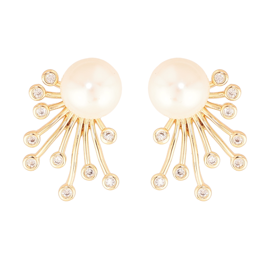 Серьги Xuping Цвет Позолота 18K пусеты Узор с жемчужинами фото №1