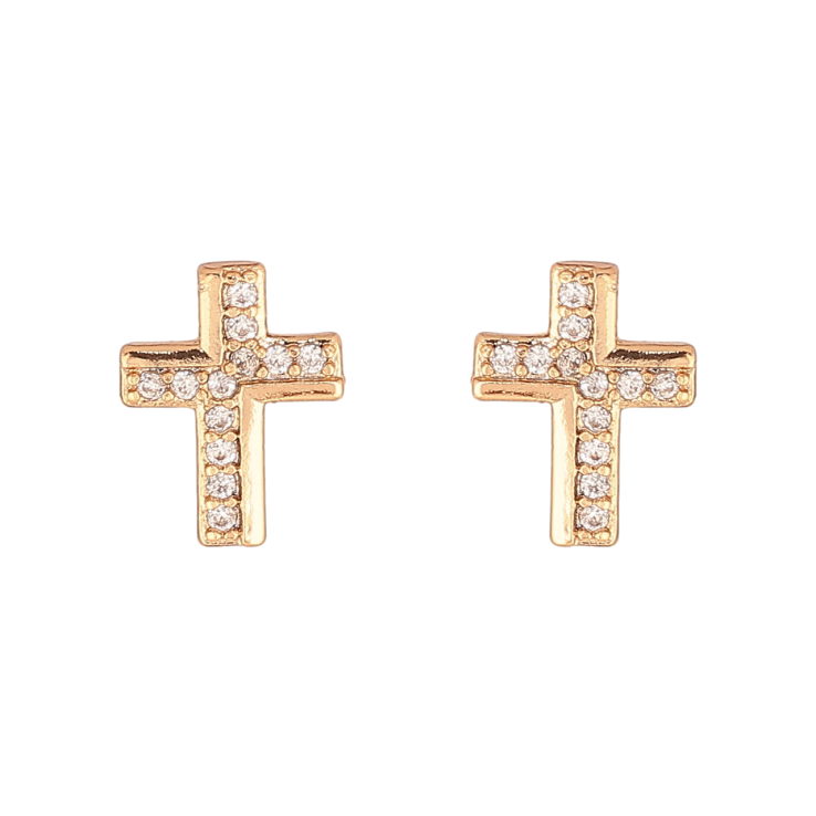 Сережки Xuping Колір Позолота 18K пусети Хрестики з кристалами фото №7