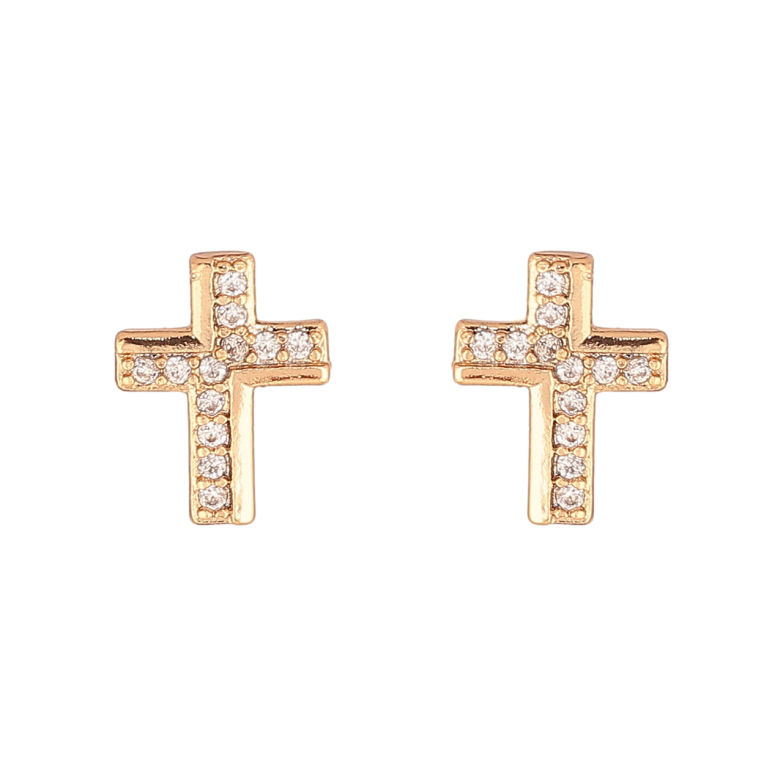 Сережки Xuping Колір Позолота 18K пусети Хрестики з кристалами фото №1