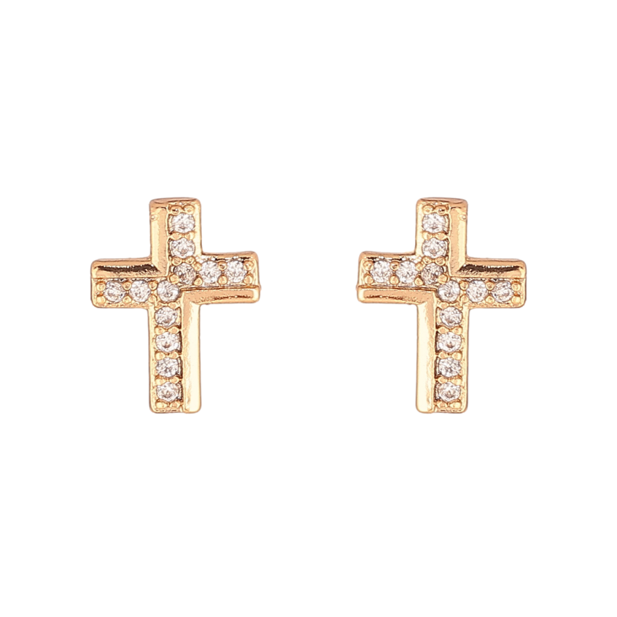 Сережки Xuping Колір Позолота 18K пусети Хрестики з кристалами фото №1