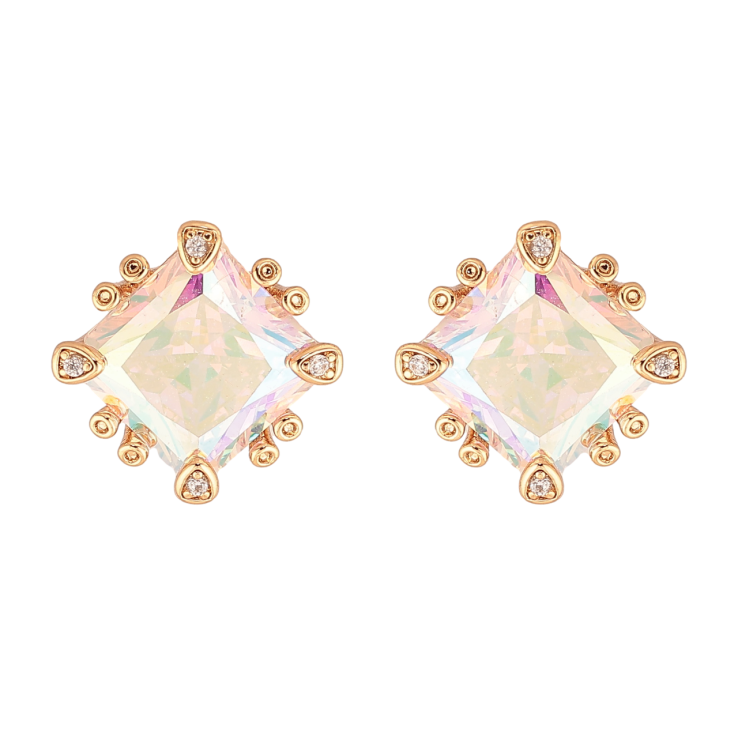 Серьги Xuping Цвет Позолота 18K пусеты Радужные кристаллы в декоративной оправе фото №19 Серьги Xuping Цвет Позолота 18K пусеты Радужные кристаллы в декоративной оправе фото №19
