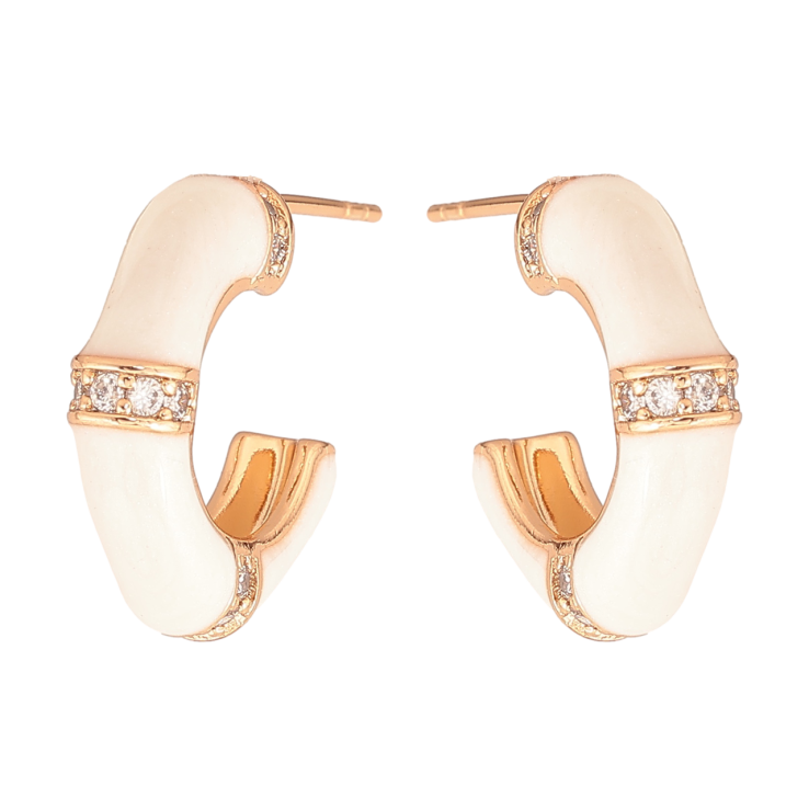 Серьги Xuping Цвет Позолота 18K пусеты Дуги с белой эмалью и кристаллами фото №19 Серьги Xuping Цвет Позолота 18K пусеты Дуги с белой эмалью и кристаллами фото №19