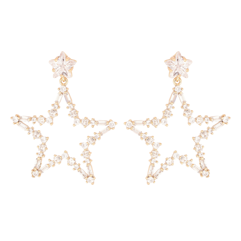 Серьги Xuping Цвет Позолота 18K пусеты Звезды из кристаллов фото №1