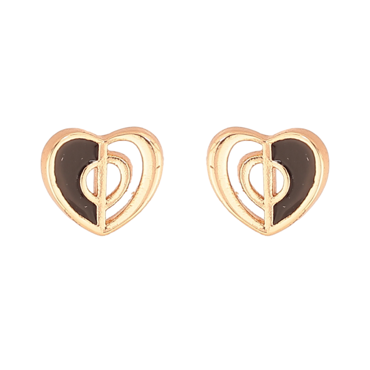 Сережки Xuping Колір Позолота 18K пусети Сердечка з чорною емаллю фото №20