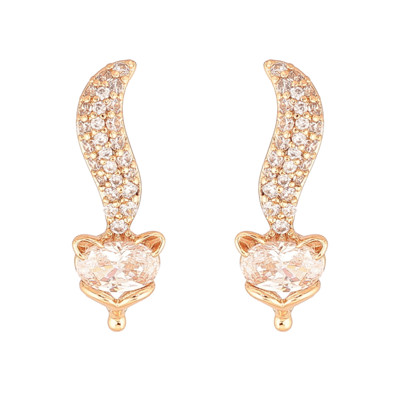 Сережки Xuping Колір Позолота 18K пусети Кришталева лисиця фото №1 Сережки Xuping Колір Позолота 18K пусети Кришталева лисиця фото №1
