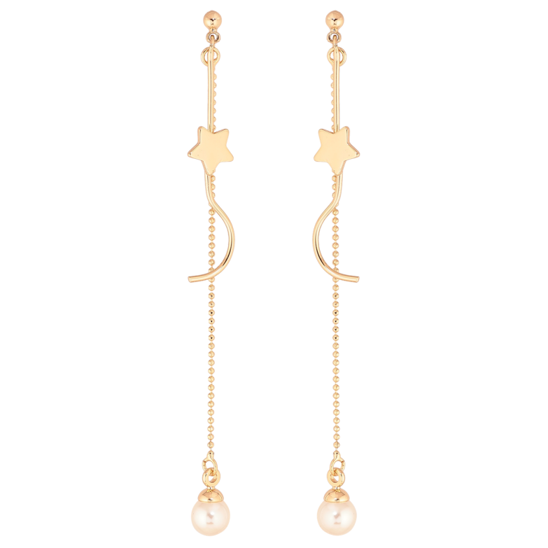 Сережки Xuping Колір Позолота 18K пусети Підвіски з перлами та зірками фото №1