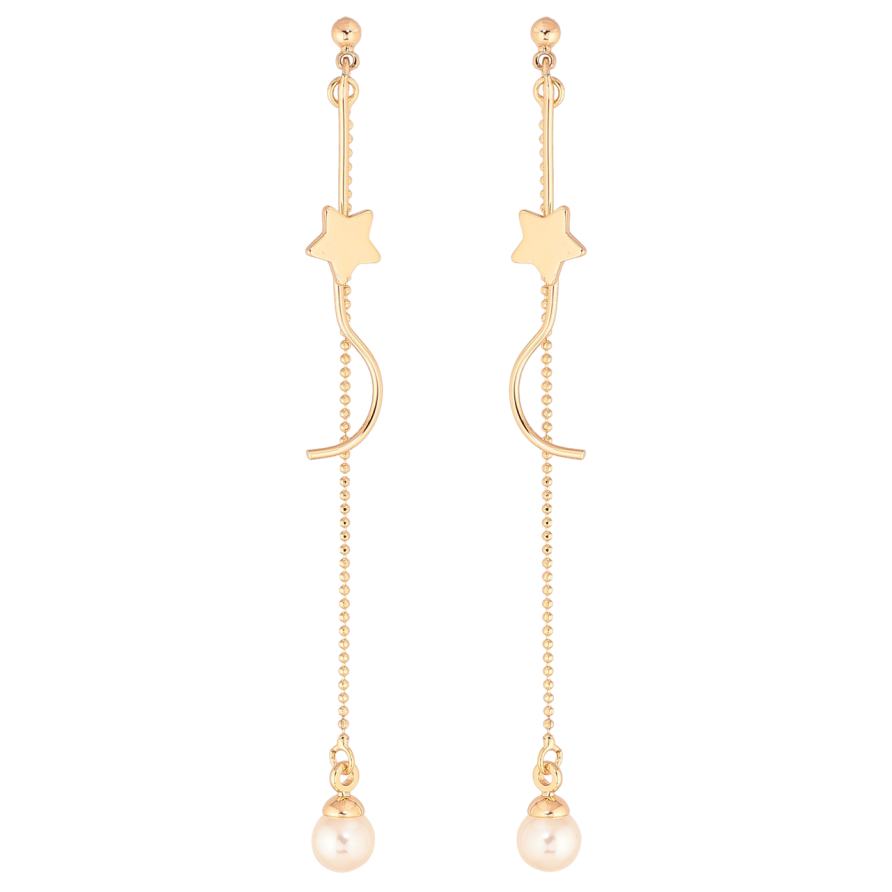 Сережки Xuping Колір Позолота 18K пусети Підвіски з перлами та зірками фото №1