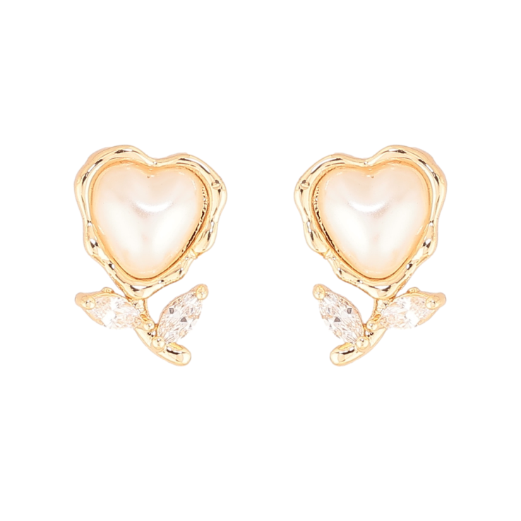 Серьги Xuping Цвет Позолота 18K пусеты Жемчужные цветочки фото №4