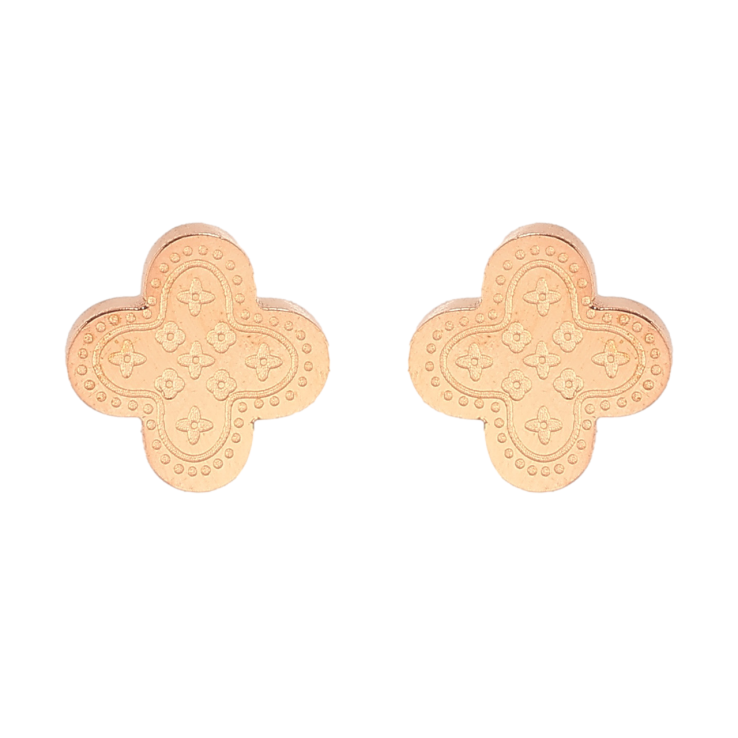 Серьги Нержавеющая сталь пусеты Клевер с узором 7х7мм фото №11