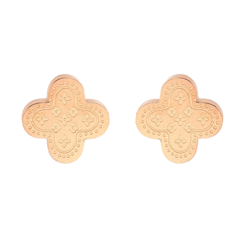 Серьги Нержавеющая сталь пусеты Клевер с узором 7х7мм фото №2