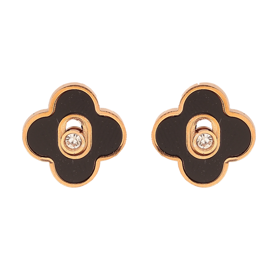 Сережки Нержавіюча сталь пусети Конюшина з візерунком 10х10мм фото №1