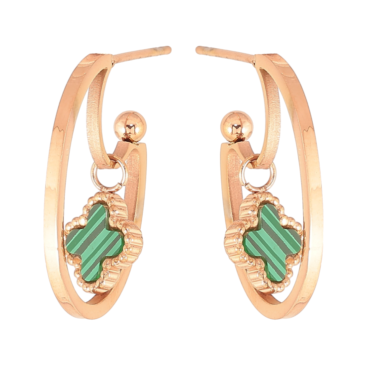 Серьги Нержавеющая сталь пусеты Дуги с подвесками клевер фото №8