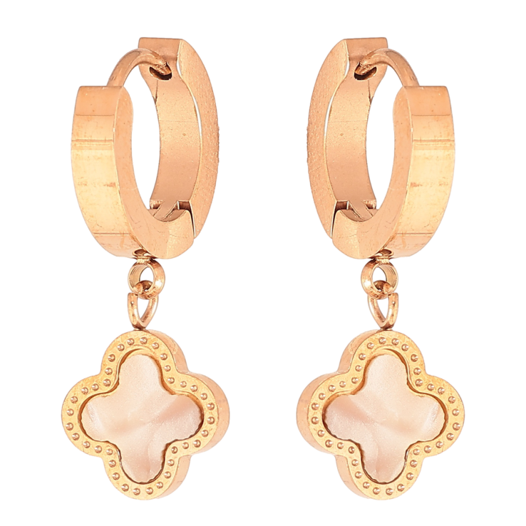 Сережки Нержавіюча сталь підвіски на колечках Конюшина з перламутровими вставками фото №23