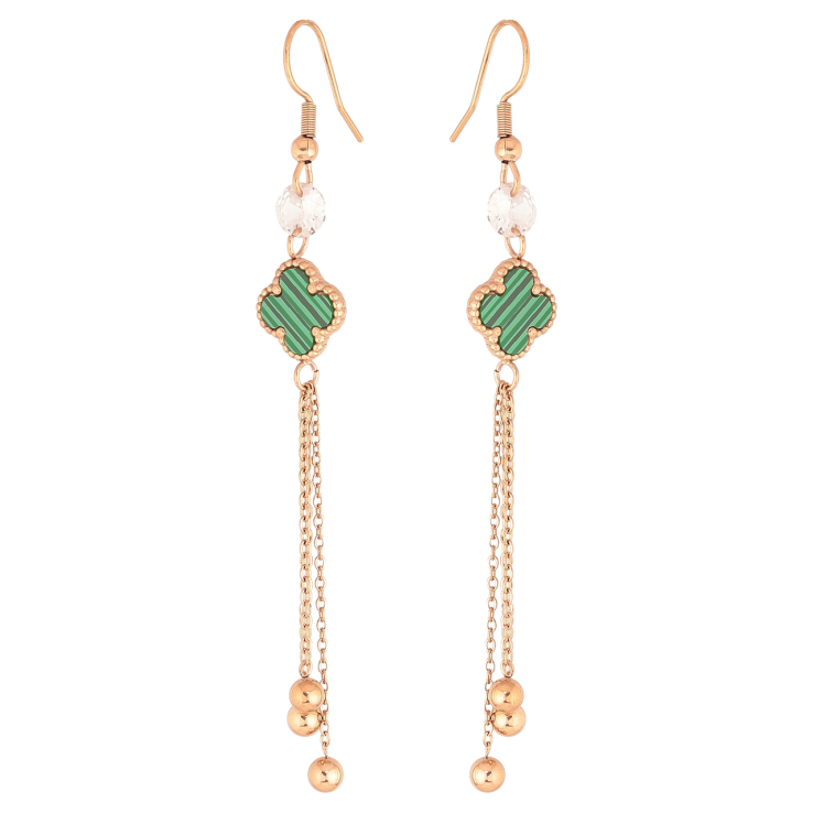 Серьги Нержавеющая сталь французский замок Подвески с зеленым клевером фото №8