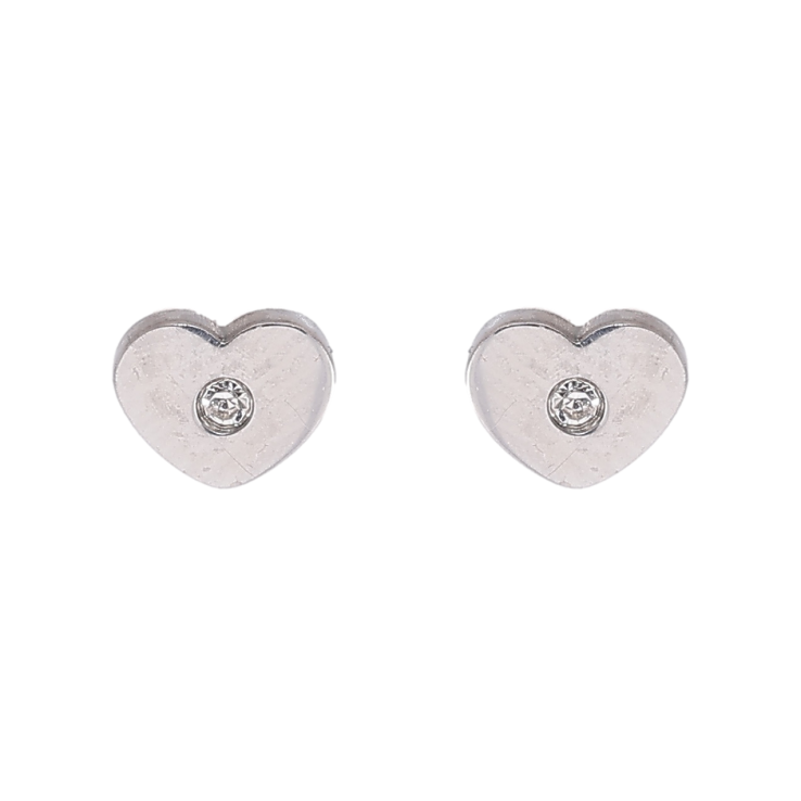 Серьги Нержавеющая сталь пусеты Сердечки с кристаллами фото №3