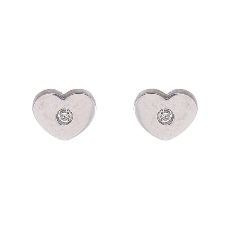Сережки Нержавіюча сталь пусети Сердечка з кристалами фото №1