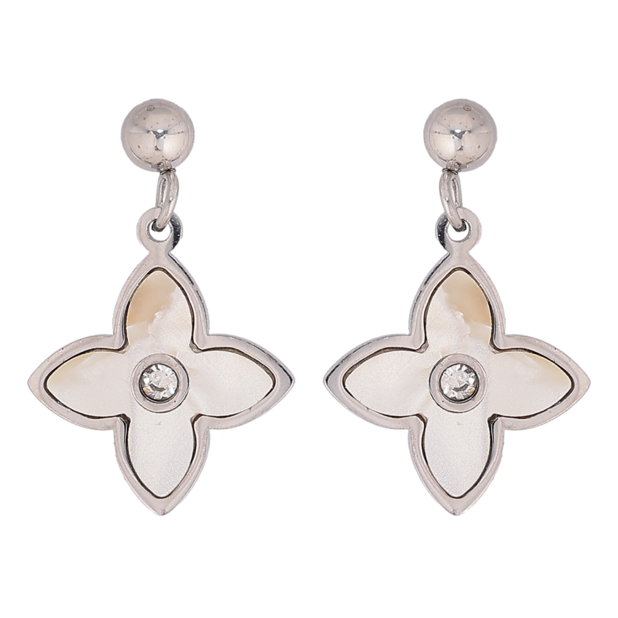 Серьги Нержавеющая сталь пусеты Подвески клевер с перламутровыми вставками фото №1