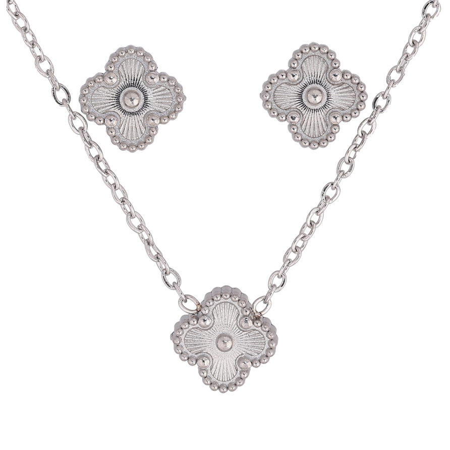 Набір Нержавіюча сталь Сережки Підвіска на ланцюжку Конюшина,8х8мм довжина 41-46см х 1.5мм фото №1