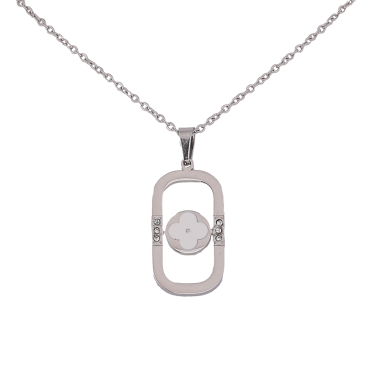 Підвіска на ланцюжку Нержавіюча сталь Конюшина з білою емалью довжина 40-45см х 1.5мм фото №17