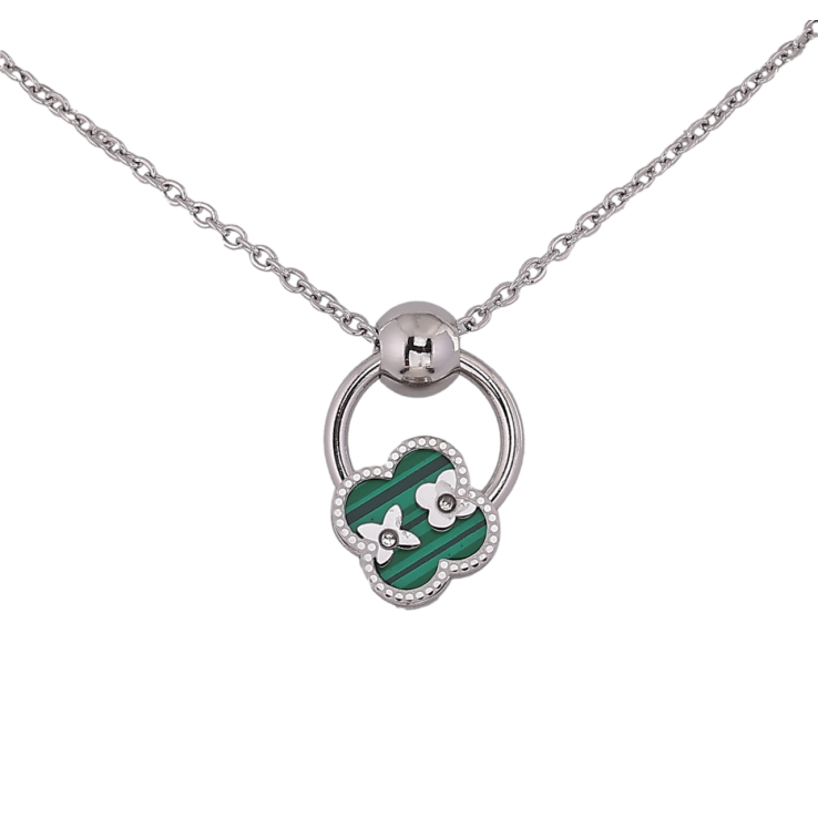 Підвіска на ланцюжку Нержавіюча сталь Кільце з зеленою конюшиною довжина 41-46 см х 1,5 мм фото №18