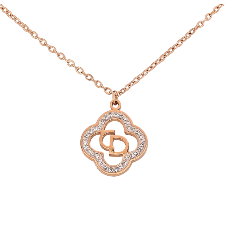 Підвіска на ланцюжку Нержавіюча сталь Конюшина з кристалами довжина 41-45см х 1.5мм фото №3