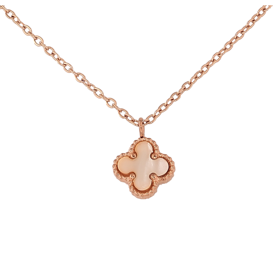 Підвіска на ланцюжку Нержавіюча сталь Конюшина з перламутровою вставкою довжина 40-46см х 1.5мм фото №1