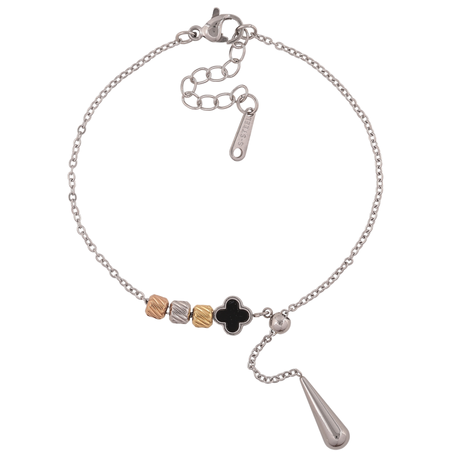 Браслети Нержавіюча сталь Конюшина з намистинами розмір з доп.ланцюжком 17.5-20.5см х 1.5мм фото №1 Браслети Нержавіюча сталь Конюшина з намистинами розмір з доп.ланцюжком 17.5-20.5см х 1.5мм фото №1