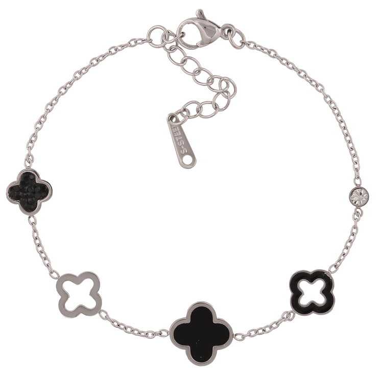 Браслеты Нержавеющая сталь Цепочка с черным клевером размер с доп.цепочкой 17-20см х 1-11мм фото №14