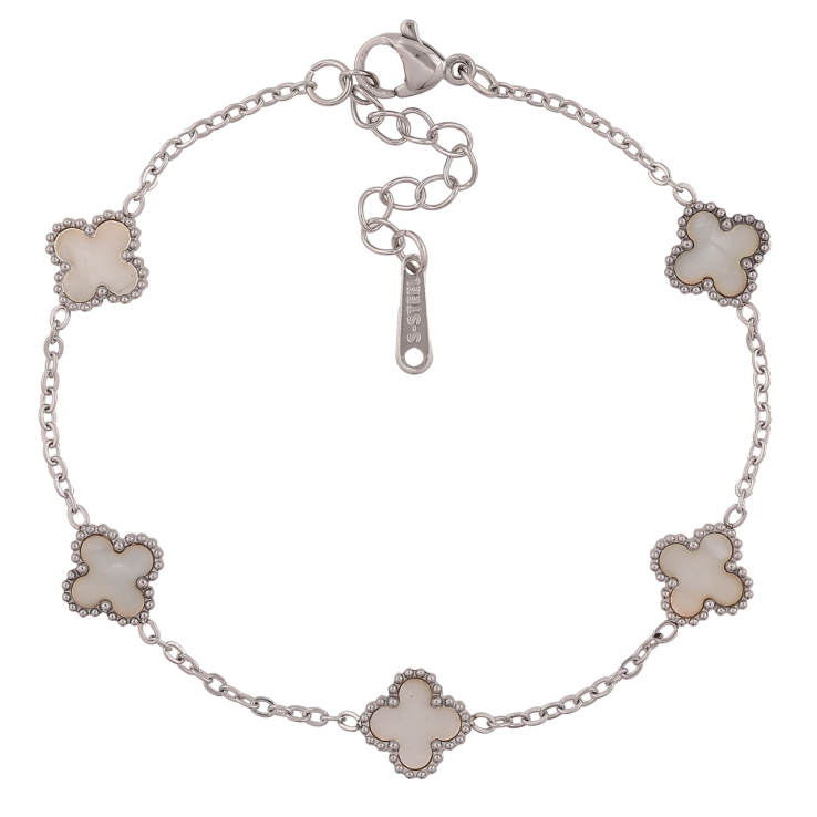 Браслеты Нержавеющая сталь Цепочка с перламутровыми клеверами размер с доп.цепочкой 18-21,5 см х 1,5-9 мм фото №20