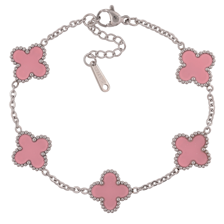 Браслеты Нержавеющая сталь Цепочка с розовыми клеверами размер с доп.цепочкой 17,5-21 см х 2-13 мм фото №19
