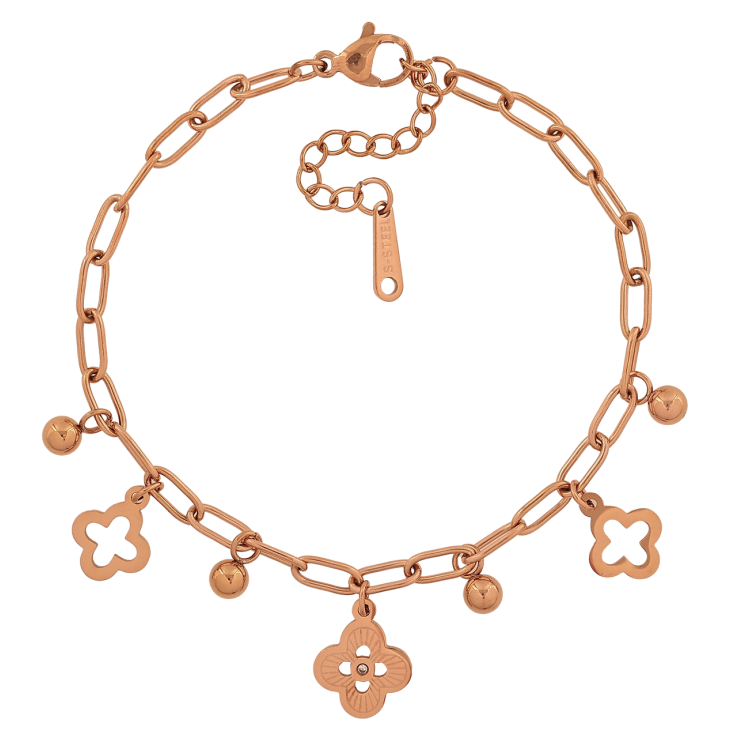 Браслеты Нержавеющая сталь Цепочка с подвесками клевер размер с доп.цепочкой 17-20см х 3мм фото №2 Браслеты Нержавеющая сталь Цепочка с подвесками клевер размер с доп.цепочкой 17-20см х 3мм фото №2