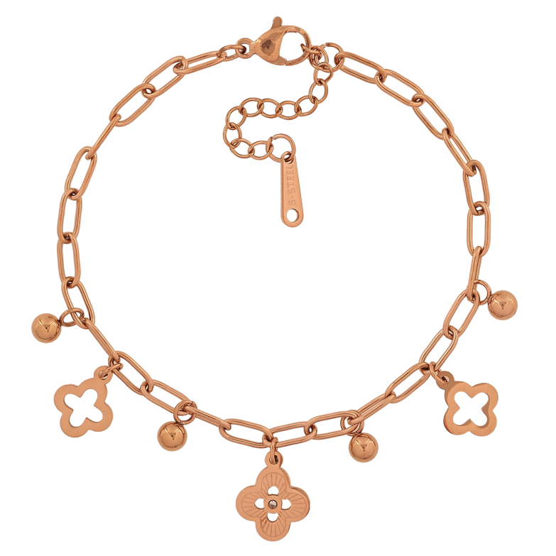 Браслети Нержавіюча сталь Ланцюжок з підвісками конюшина розмір з доп.ланцюжком 17-20см х 3мм фото №1