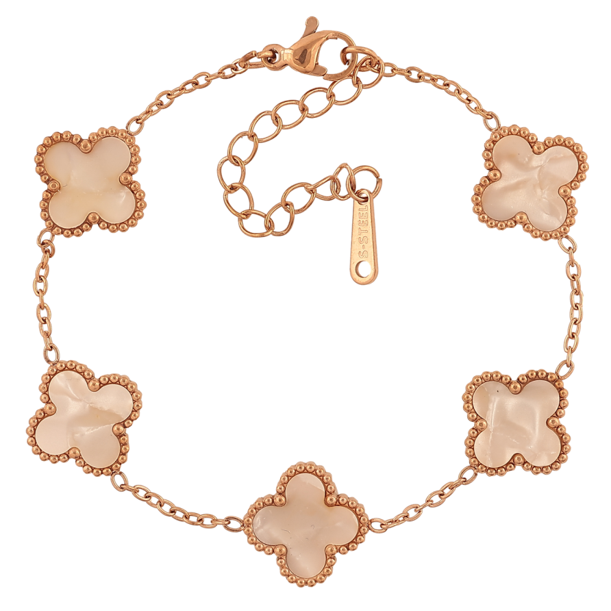 Браслети Нержавіюча сталь Ланцюжок з перламутровою конюшиною розмір з доп.ланцюжком 16.5-22см х 2-13мм фото №1