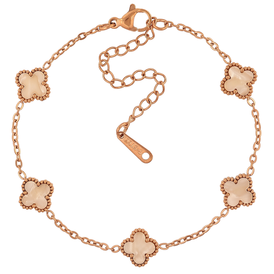 Браслети Нержавіюча сталь Ланцюжок з двусторонньою конюшиною розмір з доп.ланцюжком 17-22см х 2-9мм фото №1