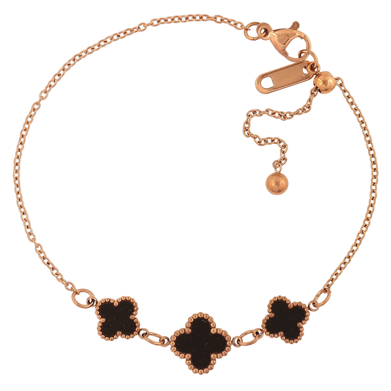 Браслети Нержавіюча сталь Ланцюжок з чорними конюшинами на бігунку 15-22см х 1.5-11мм фото №1