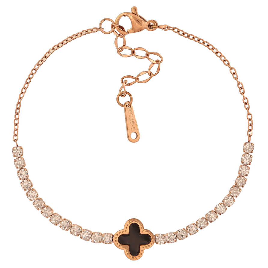 Браслети Нержавіюча сталь Доріжка кристалів з конюшиною розмір з доп.ланцюжком 17.5-21см х 1.5-10мм фото №1 Браслети Нержавіюча сталь Доріжка кристалів з конюшиною розмір з доп.ланцюжком 17.5-21см х 1.5-10мм фото №1