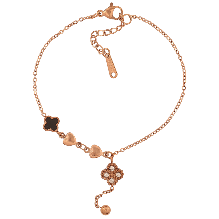 Браслеты Нержавеющая сталь Цепочка с клевером и сердечками размер с доп.цепочкой 18-21см х 1.5-7мм фото №1 Браслеты Нержавеющая сталь Цепочка с клевером и сердечками размер с доп.цепочкой 18-21см х 1.5-7мм фото №1