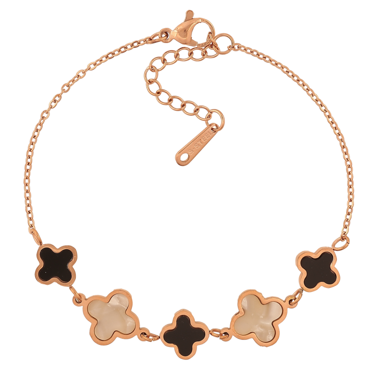 Браслеты Нержавеющая сталь Цепочка с черными и перламутровыми клеверами размер с доп.цепочкой 18-21см х 1.5-11мм фото №9 Браслеты Нержавеющая сталь Цепочка с черными и перламутровыми клеверами размер с доп.цепочкой 18-21см х 1.5-11мм фото №9